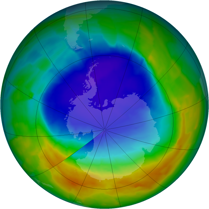 Antarctic ozone map for 13 October 2013